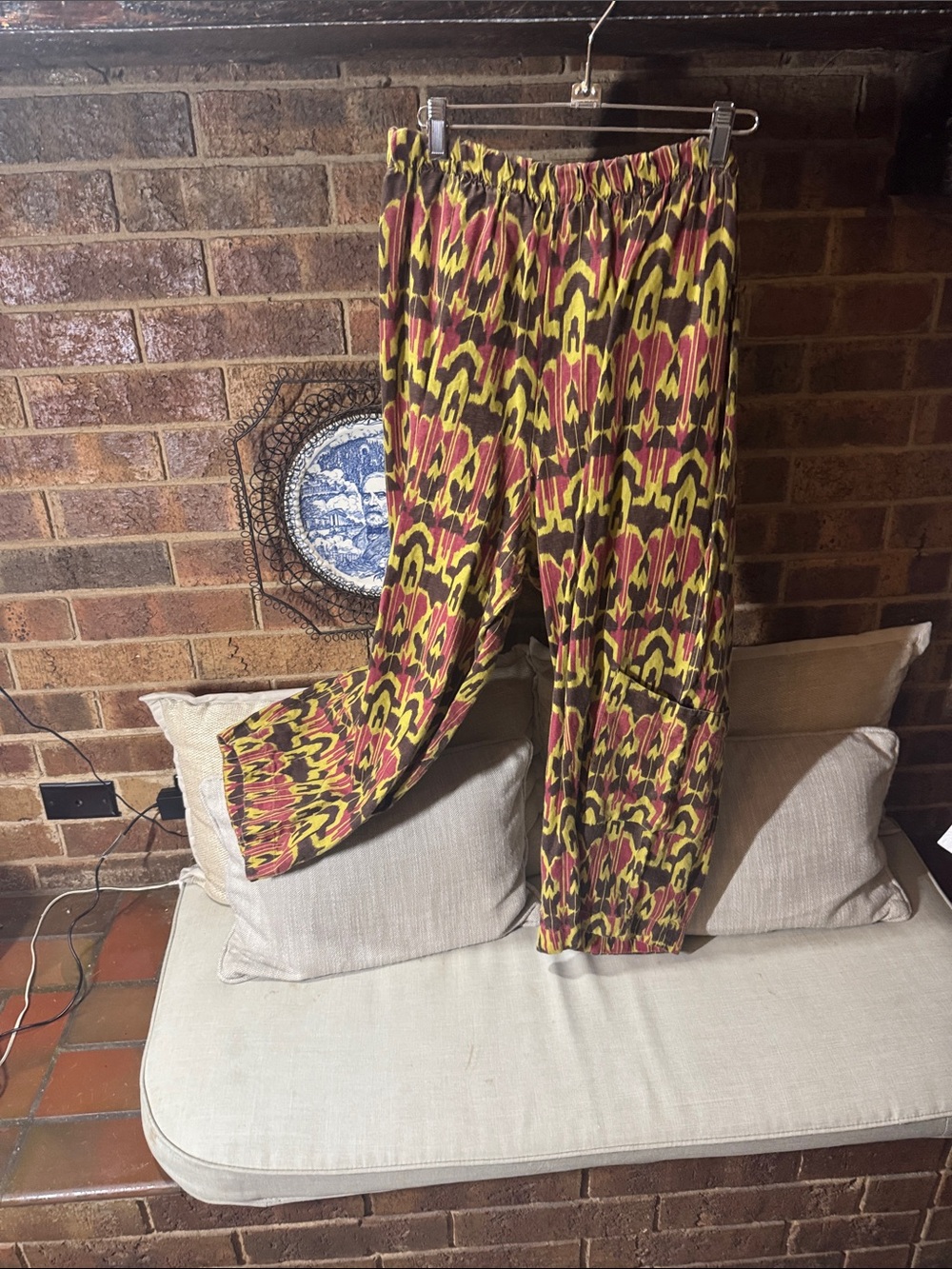bryn Walker Yellow & Pink Abstract Wide-Leg Pants